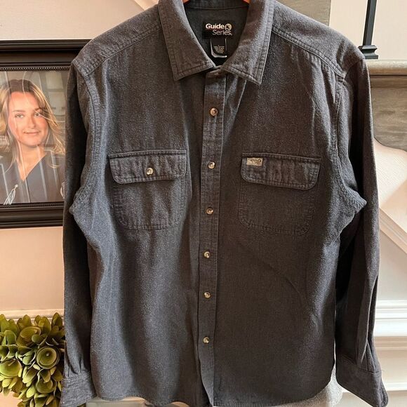 Guide Series Heavy Gray Flannel Button Down Shirt sz L - Picture 1 of 6